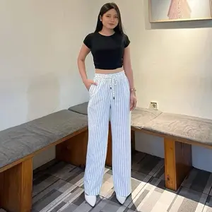 Everyday pants - stripe bangkok - celana panjang Wanita baggy pinstripe - Celana Formal Casual Wanita Loose Basic