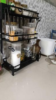 Product Review of SHINK TOKO Rak Bumbu Dapur Stainless Steel Rak Penyimpanan Dapur Rak Bumbu Rak Dapur Stainless 3 Susun 2 Susun 3 Tingkat from T**💞 2