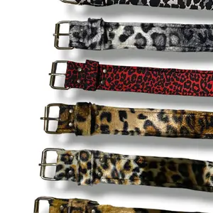 Sabuk Pinggang Leopard Gesper Model Beber Macan Tiger Ikat Pinggang Pria Wanita - Bahan Sintetis Bludru - Ukuran 120cm - 7 Lobang - Besi