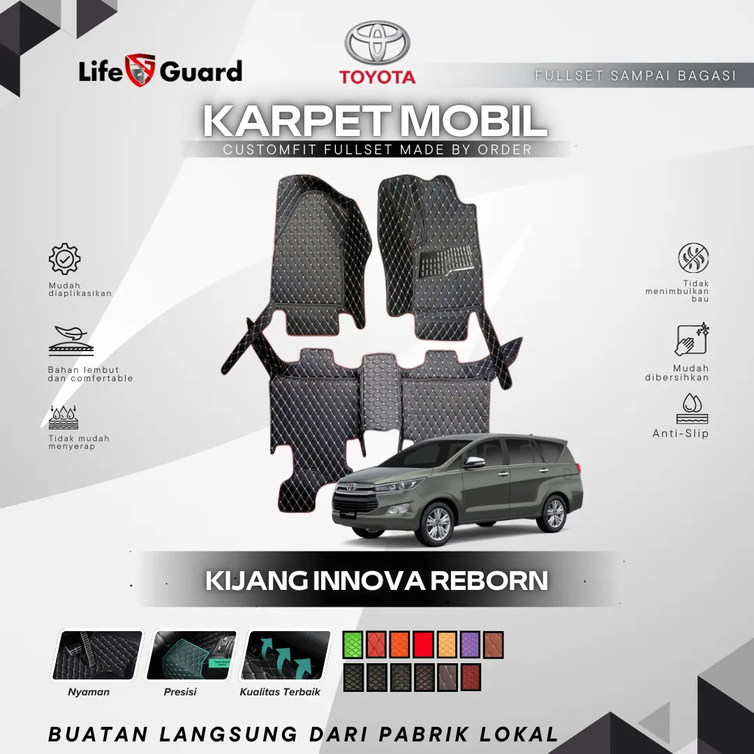 [Lifeguard] Aksesoris Interior Karpet 7D Mobil Toyota Innova Reborn Tahun 2015 - 2022 Fullset Bagasi New