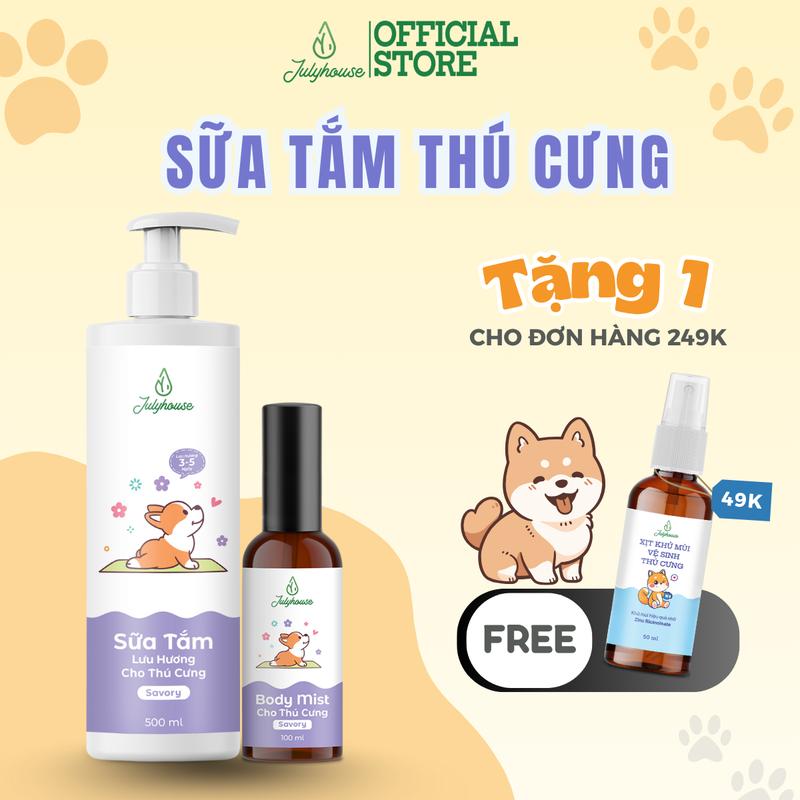 SỮA TẮM CHO CHÓ MÈO KHỬ MÙI HÔI JULYHOUSE 150ML/500ML TINH DẦU THIÊN NHIÊN AN TOÀN, DƯỠNG LÔNG MỀM MƯỢT