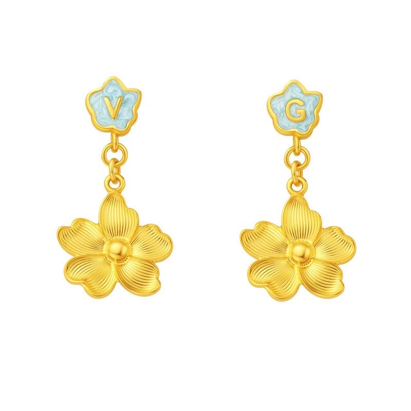Product Introduction of 【Chow Tai Seng jewellery】Au999 24K Pure Gold VG Series Almond Blossom Happiness Time Charm ≈3.66g 1