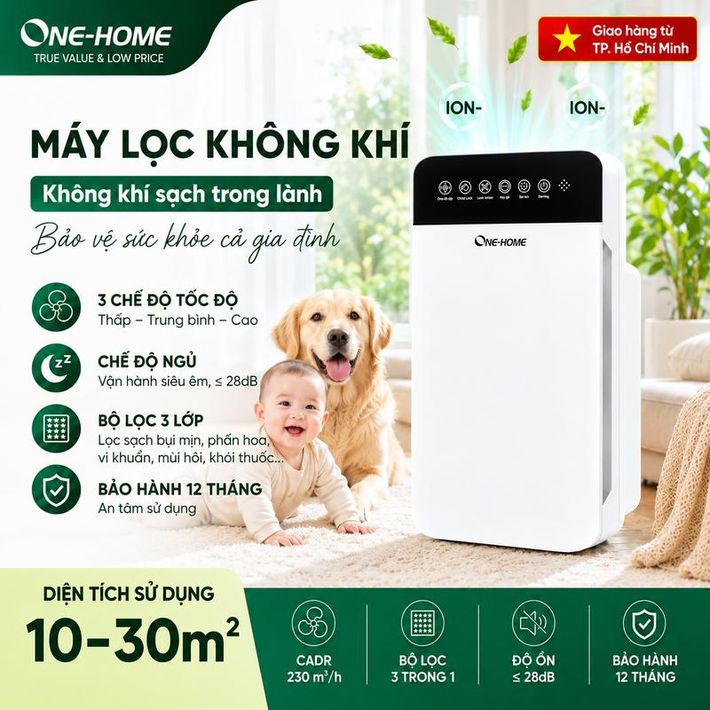 Máy lọc không khí ONE-HOME K2 Khử formaldehyde, khử mùi thú cưng, diệt khuẩn &…