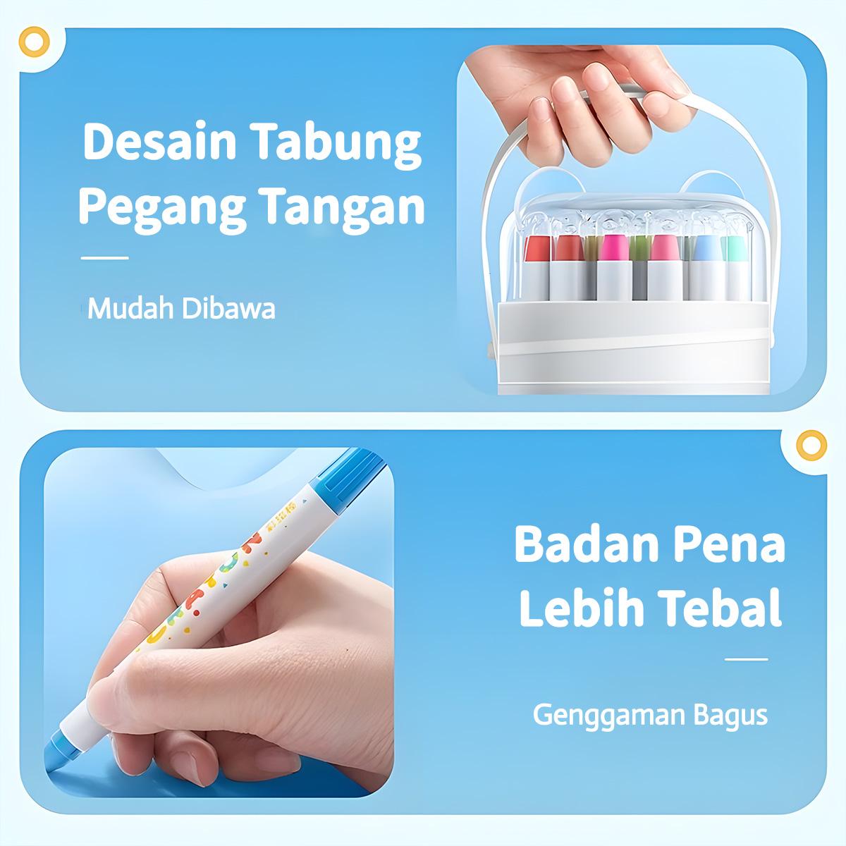 Halo Krayon Putar Washable 48 Warna Non Toxic Aman untuk Anak-anak Gagang Segitiga Mudah Digenggam Tidak Meninggalkan Noda di Tangan