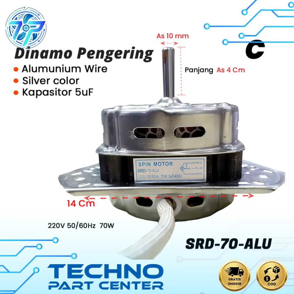 DINAMO SPIN/PENGERING LILITAN Alumunium KAPASITAS 6KG-12KG 2 TABUNG UNIVERSAL (C)