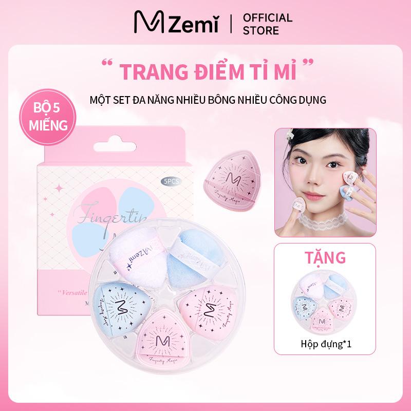 Bông phấn khí mini ZEMI, bông phấn ngón tay cái, bông phấn siêu mềm, phù hợp cho người mới bắt đầu, nhỏ gọn tiện lợi, trang điểm chính xác từng vùng, bộ 5 miếng, dùng cho tạo khối, má hồng và che khuyết điểm