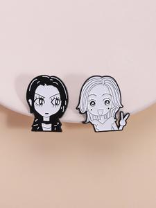 2Pcs Pins de Anime Nana, Insignias de Dos Chicas Gemelas, Broches de Estilo Punk Vintage de Aleación Esmaltada para Fans de Manga Japonesa, Decoración de Mochila, Regalo para Coleccionistas