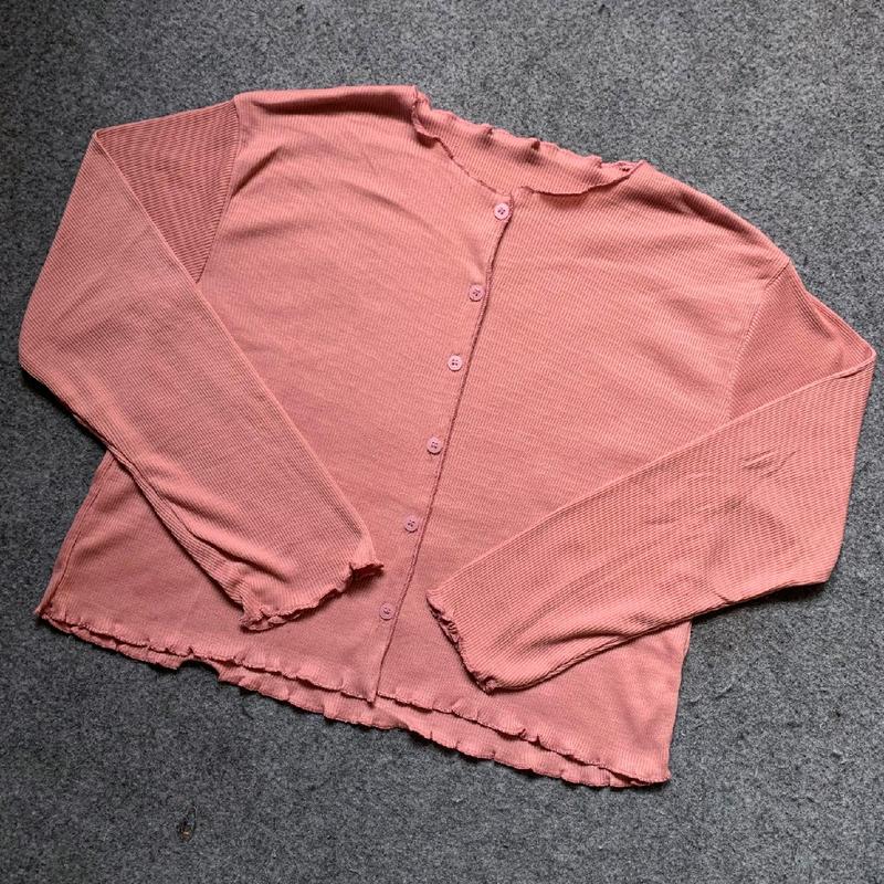 CARDIGAN RAJUT WAFFLE CROP PREMIUM / CARDIGAN CROP TOP MODEL KOREA STYLE atasan cutbray Manik-manik Black Baju Cantik Fit Kancing Nyaman Panjang Tangan Lembut Tebal Rib Santai 3