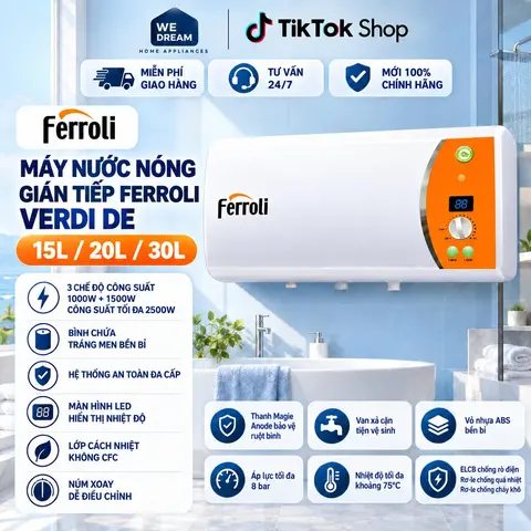 Máy Nước Nóng Gián Tiếp Ferroli Verdi DE 20L 2500W - Chính Hãng, Mới 100%