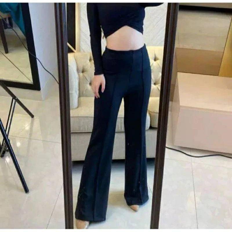 Celana Cutbray Zipper Scuba Haighwaist - Korean Style Cutbray Wanita - Fashion Wanita Cantik Kekinian Karet Melar Panjang Nyaman Kulot 6