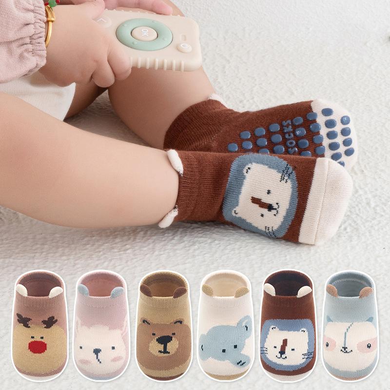  Tất Đi Trong nhà Cho Em Bé Tất Cotton Cho Trẻ Sơ Sinh Chống Trượt Thiết Kế Động Vật Hoạt Hình Dễ Thương Thích Hợp Cho Mùa Thu Và Mùa Đông Giày Dép Ấm Cho Trẻ Em 
