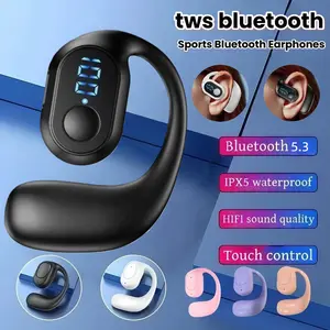 Headphone Tunggal Bluetooth 5.3 Baterai Tahan Lama Headset Bluetooth Peredam Kebisingan Bisnis dengan Mikrofon tws bluetooth Hi-Fi Earbuds earphone Black waterproof