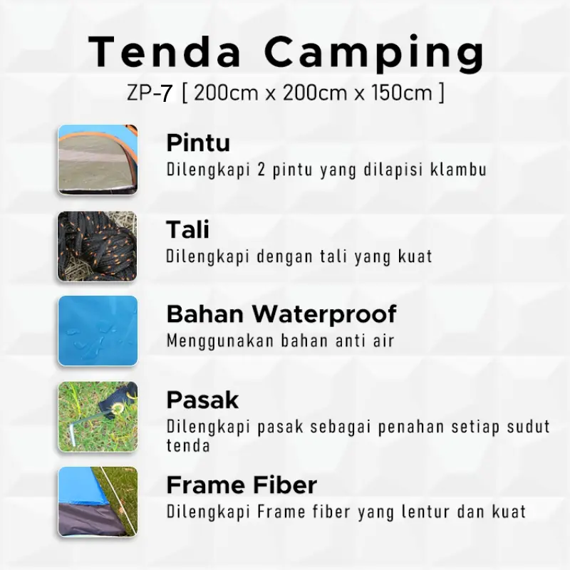 RAJA LINEN-Tenda Gunung Tenda Camping 2 Orang Tenda Outdoor Indoor 8
