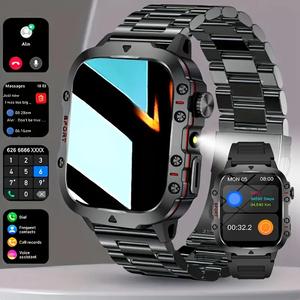 LEDライト付きスマートウォッチ、ワイヤレス通話/ダイヤル、マルチスポーツモード、通話&メッセージ通知、カスタム壁紙、iOS/Android対応