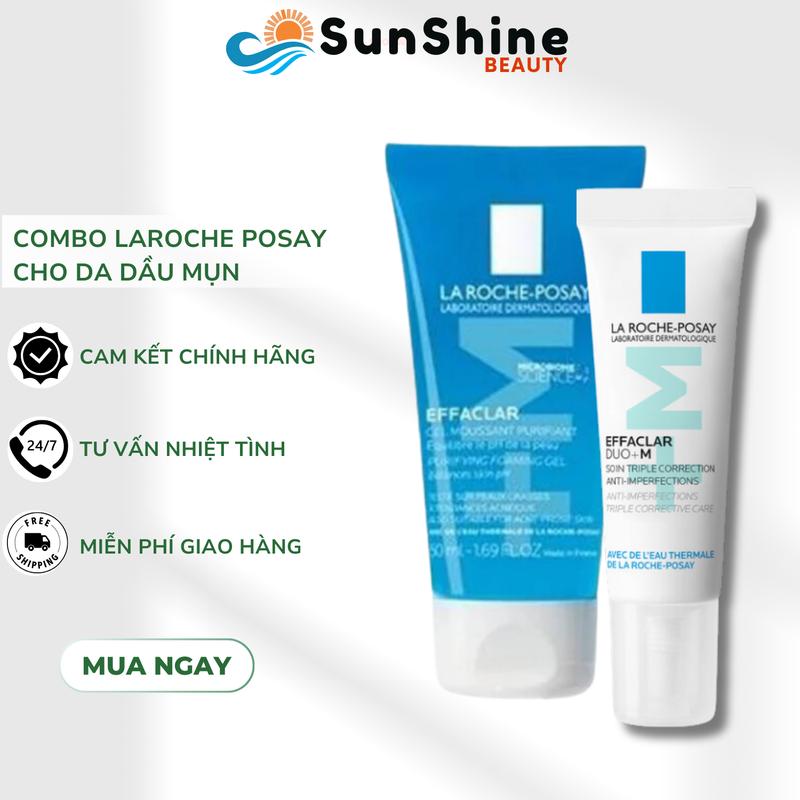 Combo Sữa Rửa Mặt Laroche Posay 50ml & Kem Dưỡng Giảm Mụn La Roche-Posay Effaclar Duo+ M 7.5ml