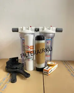 Paket Filter Air 2 Housing - Sedimen + Resin Softener Filter Air Untuk Air ber Kapur 10"