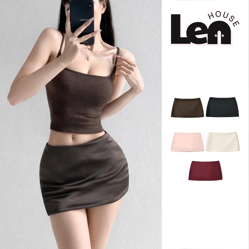 LEN HOUSE_ Chân váy ngắn chữ A chất lụa cạp ngang rốn ôm body sang chảnh slay L01