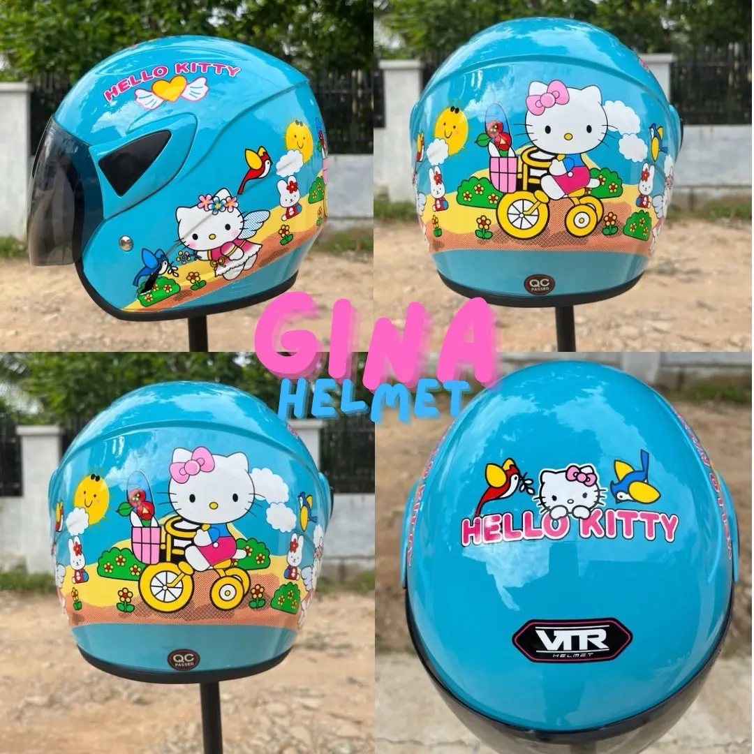 HELM ANAK USIA 3-7 TAHUN MOTIF CEWEK KARAKTER HELLOKITTY KACA SMOKE / HELM ANAK MOTIF CEWEK STANDAR SNI Motorcycle