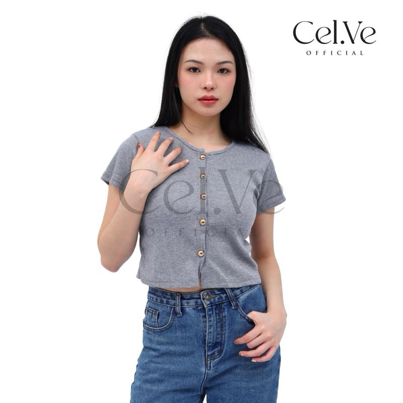 SALE CELVE - Evelyn Gold Button Knit Top (Blouse Atasan Rajut Kancing Emas Wanita Knit Basic Simple) 3