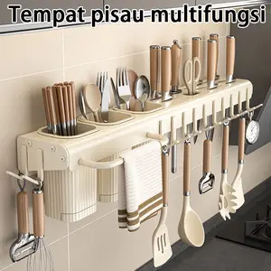 Tempat pisau multifungsi yang dipasang di dinding/Rak pisau putih
