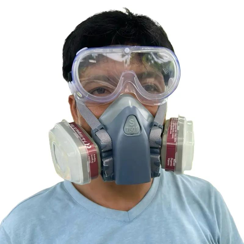Mặt nạ bảo hộ 7501 silicon mềm mại lọc khí 6001 kính chống bụi môi trường công nghiệp nông nghiệp hóa chất