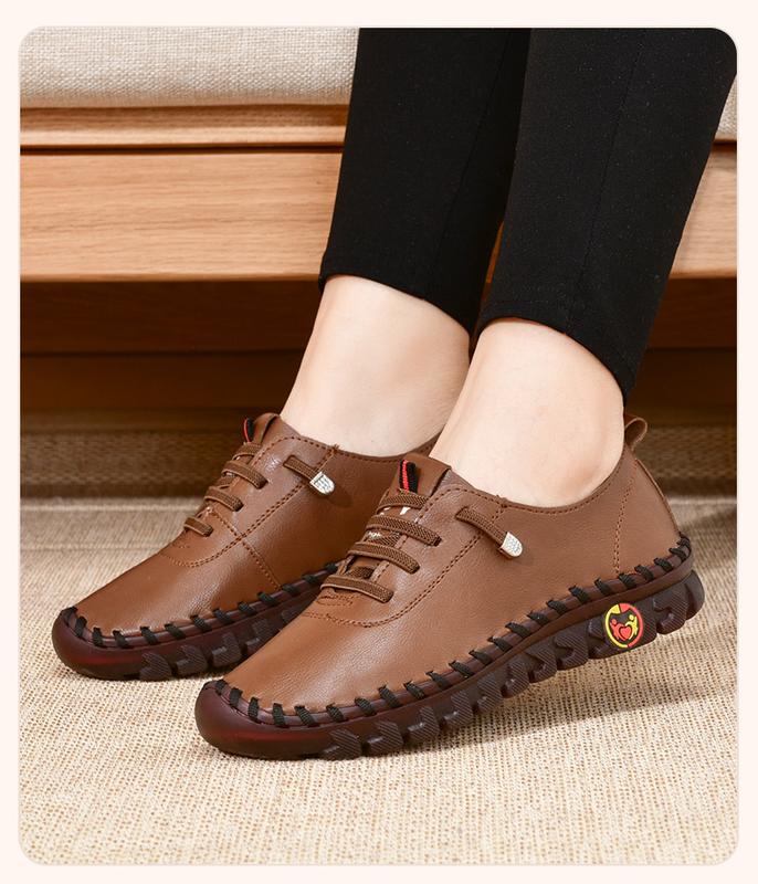 Product Introduction of Sneakers Women Shoes Leather Loafers Shoes for Women Comfortable Slip on Shoes Hand Sewing Thread Mom Shoes 27