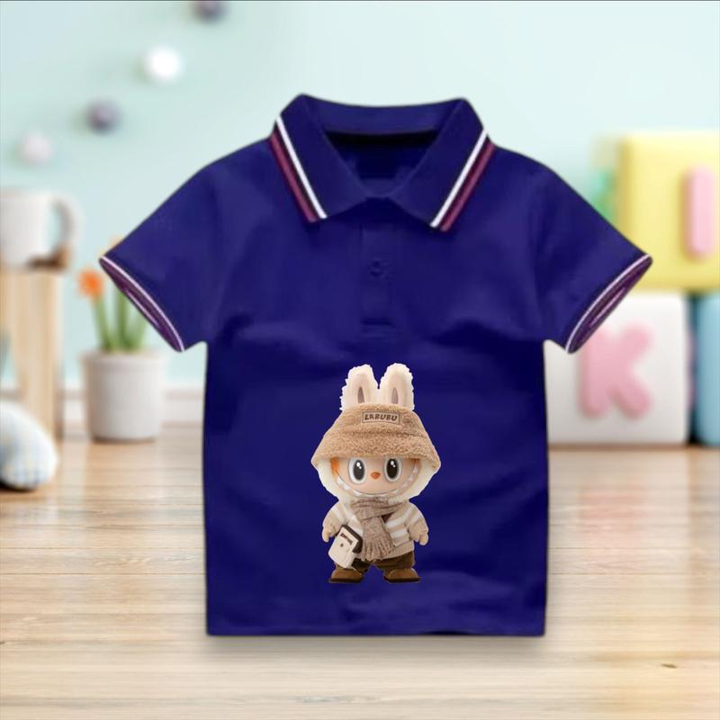 Atasan Kerah Wangki Anak Usia 2-10 Tahun Gambar Labubu Viral Baju Fashion Anak Tangan Pendek 2