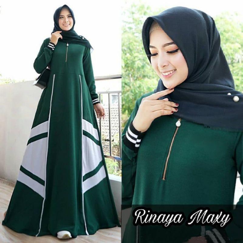 Gamis Jumbo Terbaru Rinaya Maxy L XL XXL XXXL 5XL ld 140 Muslim Panjang Wanita Nyaman Syari Hitam Dress Basic Maxi Menyusui 3