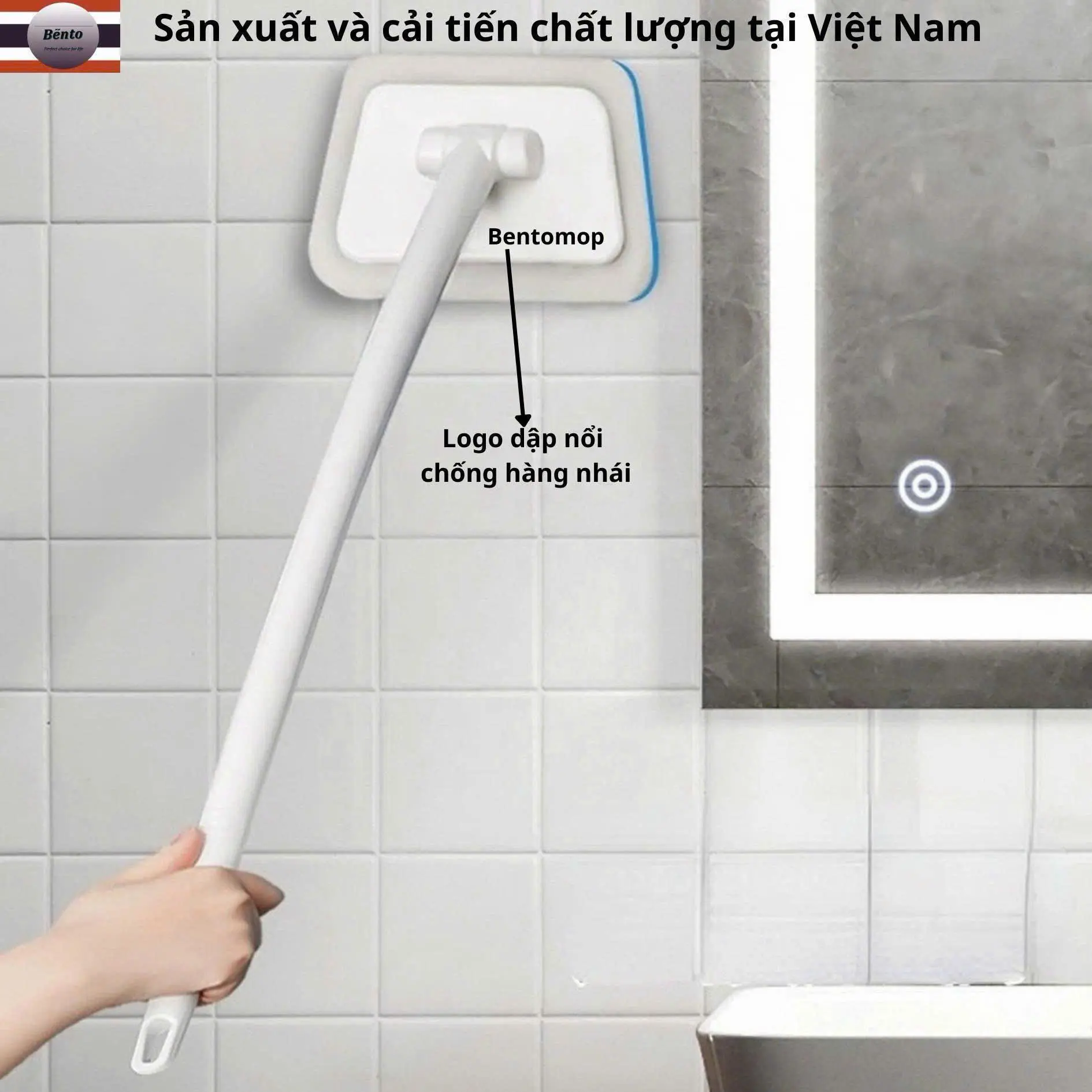 Bentomop - Bàn Chải Bồn Tắm, kệ tắm, Phòng Tắm, Bàn Chải Cọ Rửa Sàn Nhà Tắm Tay Cầm Dài