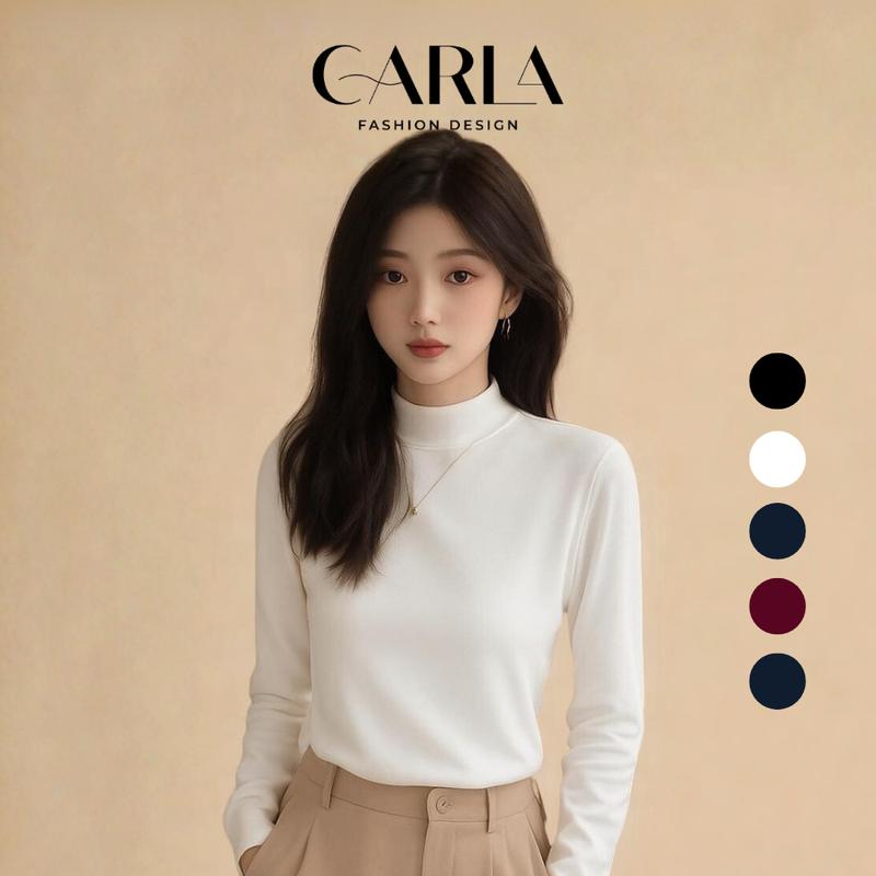  Áo Giữ Nhiệt Nữ Cổ Cao 3 Phân CARLA – Thun Co Giãn 4 Chiều Lót Lông Mỏng Nhẹ Mềm Mịn Êm Ái 10 Màu Basic Dễ Mix 
