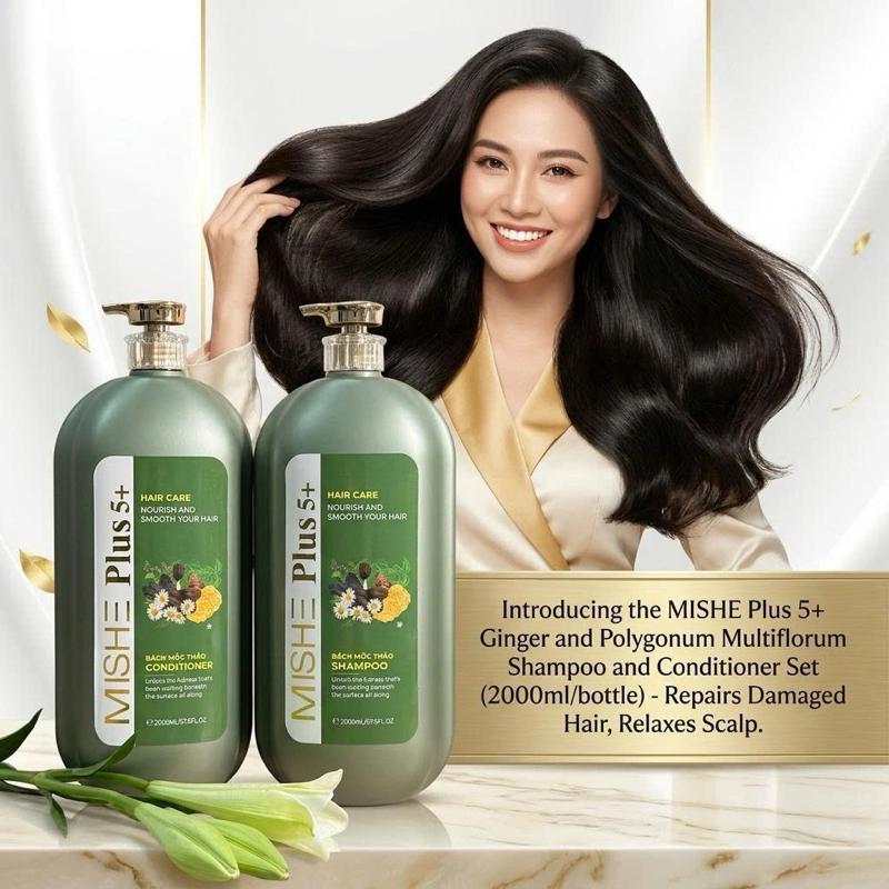 DẦU GỘI & DẦU XẢ MISHE PLUS 5+ BÁCH MỘC THẢO 2000ML/CHAI – LÀM SẠCH DA ĐẦU,…