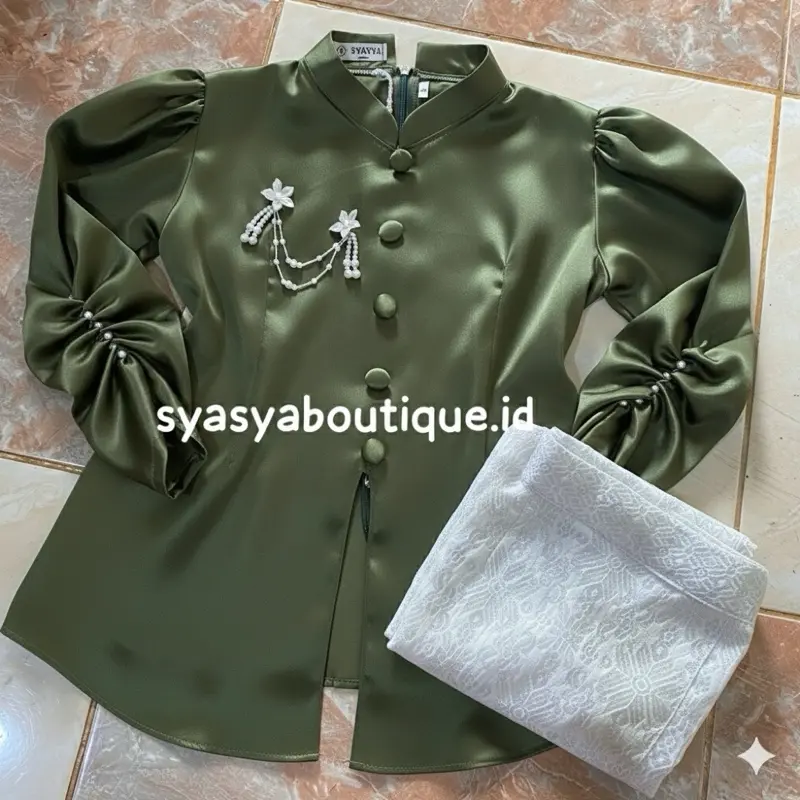 Army+Songket Putih Silver