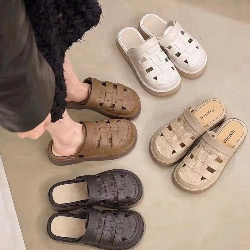    L1 - Chuẩn QC   Dép sục nữ sandal nữ đế kiểu dáng hàn quốc thanh lịch đế cao 4cm 2 màu đế đen và đế nâu giaydepsieuben 333 
