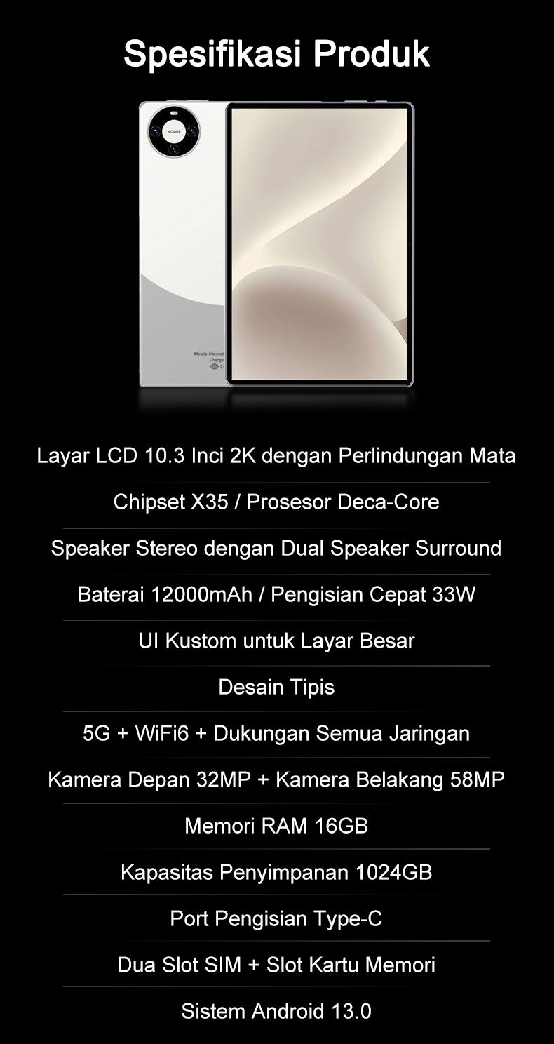5G 2025 matepad P60 Pro 10.3" Tablet [8GB+8GB+1TB] | Pengalaman Pro Layaknya PC | 120Hz OLED Real Color FullView Display | Ultra-tipi