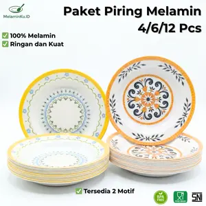 Piring Melamin 6 Pcs TOPTREE Motif Estetik Ukuran 9 Inch