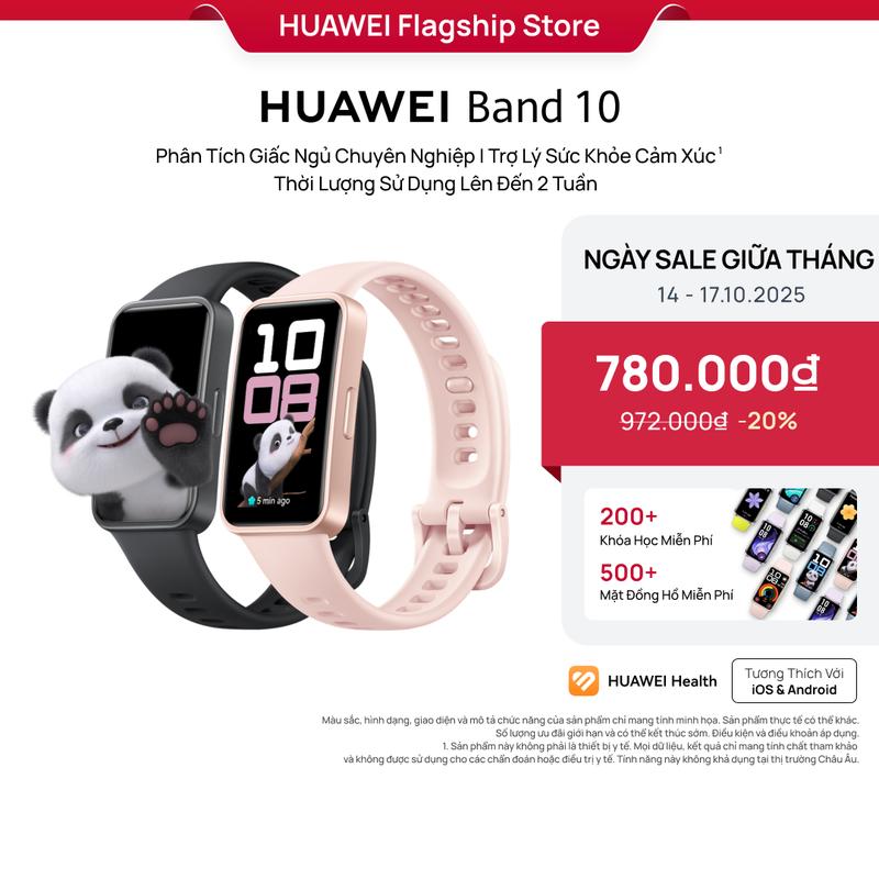 Vòng Đeo Tay Thông Minh | HUAWEI Band 10 | Khung Hợp Kim Nhôm Tinh Tế 1 | Phân Tích Giấc Ngủ Chuyên Nghiệp | Trợ Lý Sức Khỏe Cảm Xúc