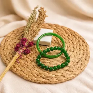 Gelang Batu G10K Satu Set Isi 2 PCS & Gelang Butir 1 PCS G10K Bangle Dan G10K Butir DM 6CM Batu Butir Ukuran 10MM Elastis Cocok Untuk Berbagai Gaya