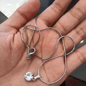 Kalung Titanium Liontin Perak Silver Lapis Emas Putih Anti Karat Tidak Luntur Selamanya Kalung Wanita Permata Kristal Fashion Titanium Collection