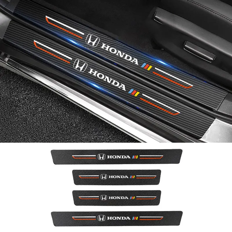 Car Door Side Step Sill Strip Carbon Fiber Anti Scratch Sticker Accessories for Honda Civic HR-V Accord City jazz Fit BRV MOBILIO CRV BRIO Pilot Ridgeline