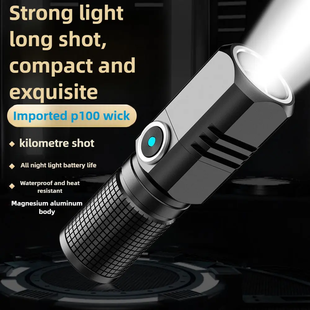 Đèn Pin LED, Cầm Tay Mini, Có Thể Sạc Lại USB, Đèn Pin Có Thể Thu Phóng Thích Hợp Cho Cắm Trại Ngoài Trời, Đi Bộ Đường Dài, Câu Cá Ban Đêm, Đi Xe Đạp, Đèn Làm Việc, Chống Thấm Nước