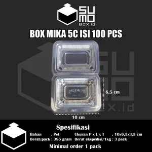 Box mika plastik isi 100pcs / Box mika plastik bening kue, makanan, buah ukuran 5c