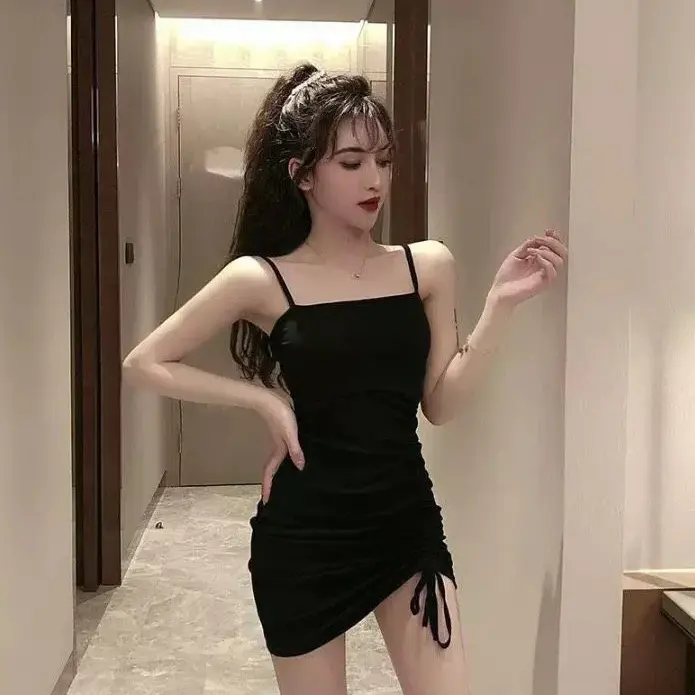 Dress Mini Tali Serut Casual Tanktop Seksi Wanita Dewasa Bahan Spandek Soft Melar 2
