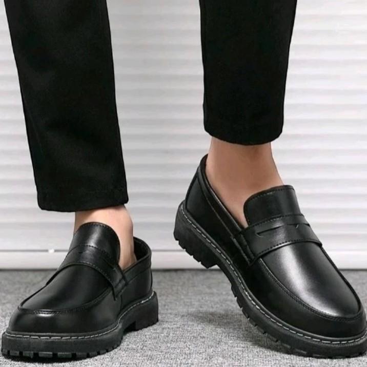 Sepatu Loafers ONIBI docmart formal slop pantofel kerja pria hitam Kasual Oxfroad - Shoes, Flat Karet 3