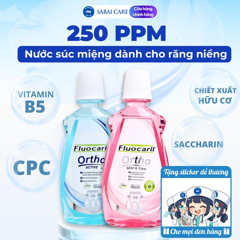 Nước Súc Miệng Sabai Fluocaril Thái Lan Dành Cho Răng Niềng Làm Sạch Mảng Bám Trắng Răng Giảm Hôi Miệng 500ML Sabai Care