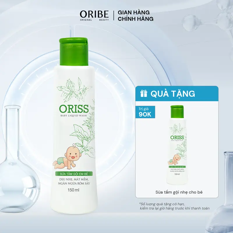 Sữa tắm gội rôm sảy Oriss chiết xuất trầu không dịu nhẹ không cay mắt dùng được cho trẻ sơ sinh - ORIBE, Chai 150ml Cho Bé 0