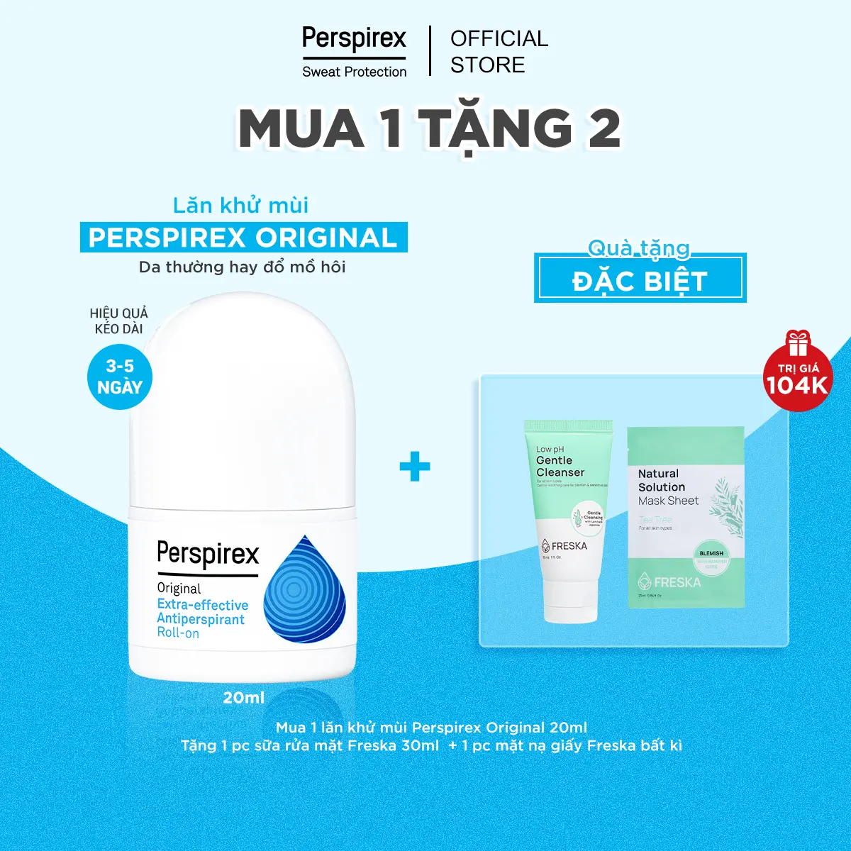Lăn khử mùi Perspirex Original 20ml: Dành Cho Da Thường, Hay Đổ Mồ Hôi ở cả Nam và Nữ