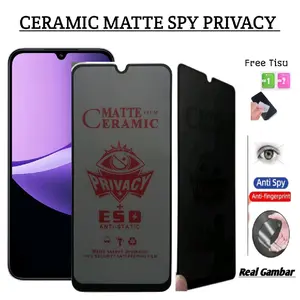 For REDMI 15C Spy ceramic anti privacy anti intip Tempered glass anti privasi gelap Layar Camera Bentuk U