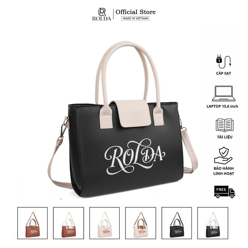 Túi Xách Tote ROLDA Chính Hãng | Chữ Thêu Bền Đẹp Tỉ Mỉ | Da PVC 2 Quai Thanh Lịch | RDC09