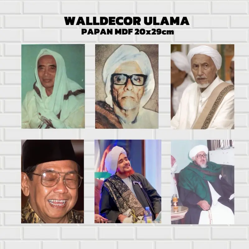 Walldecor ULAMA HABIB KIYAI hiasan dinding pajangan hadiah foto islami wali pemuka agama islam papan mdf tebal 8mm ukuran 20x29cm 1