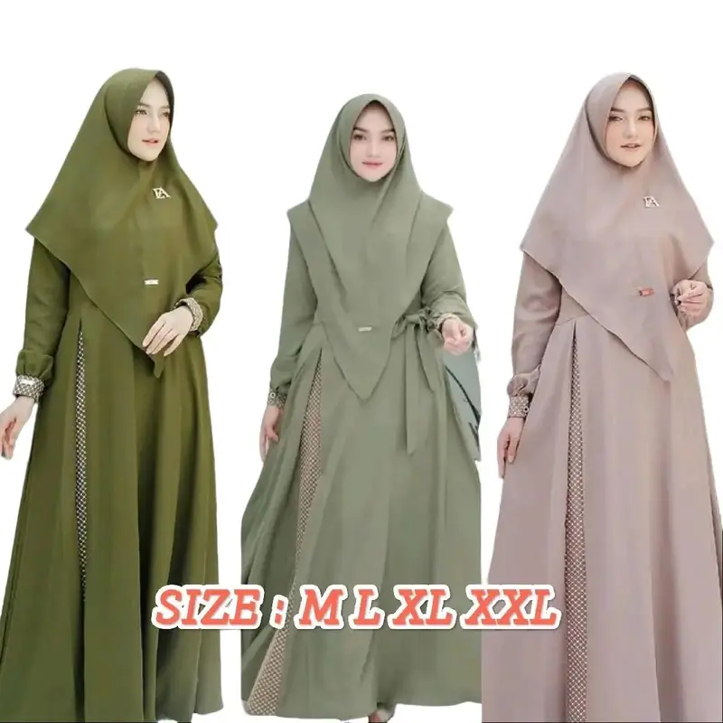 Mys - ayyana gamis set hijab wanita ukuran jumbo M L XL XXL busui priendly 0